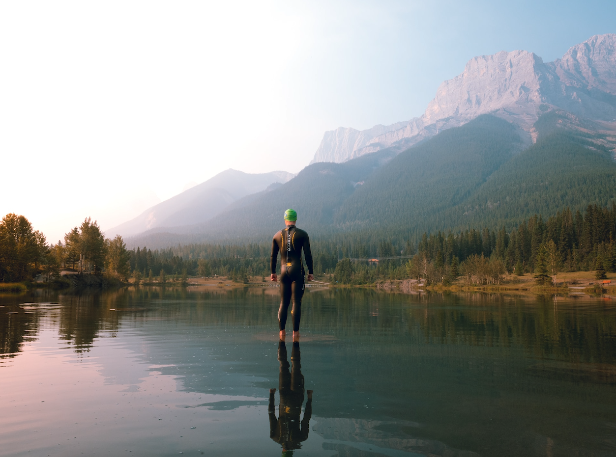 Triathlete in an amazing river